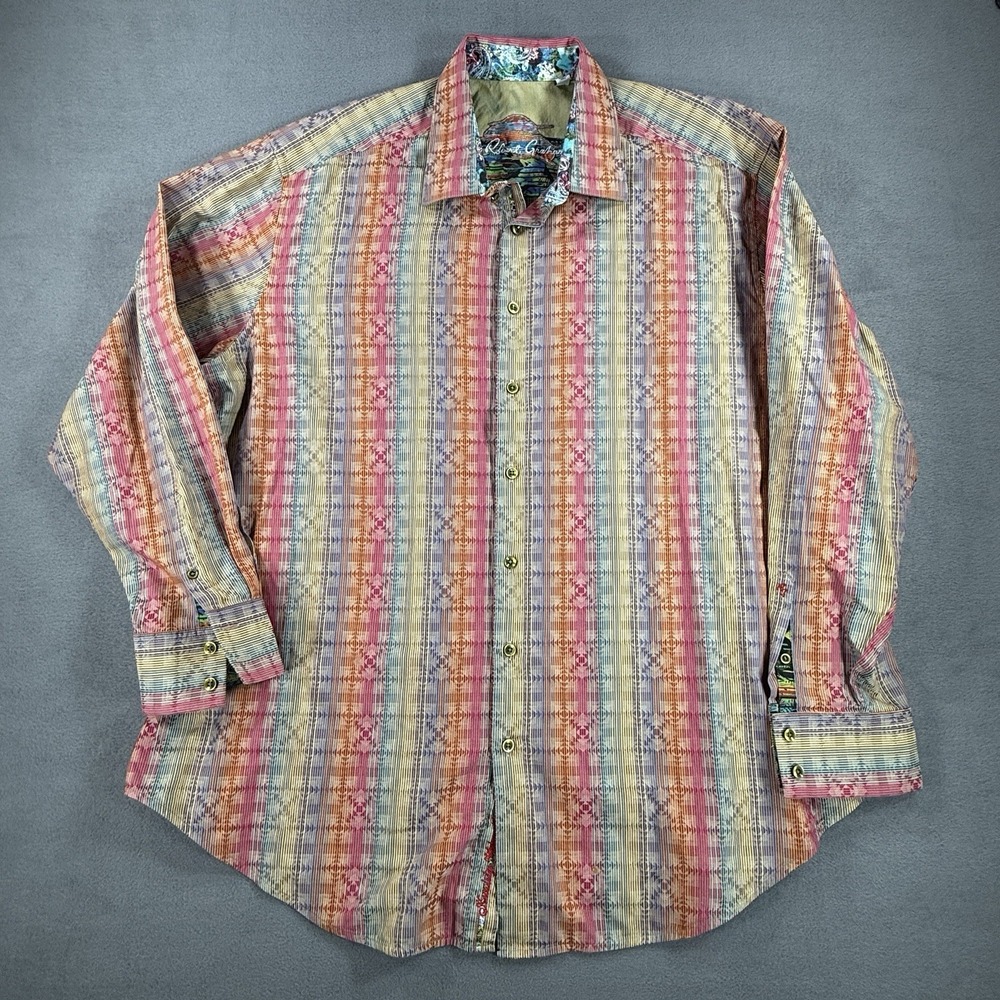 ROBERT GRAHAM SHIRT Mens 2XL Long Sleeve Button Up Rainbow Pride Flip Cuff